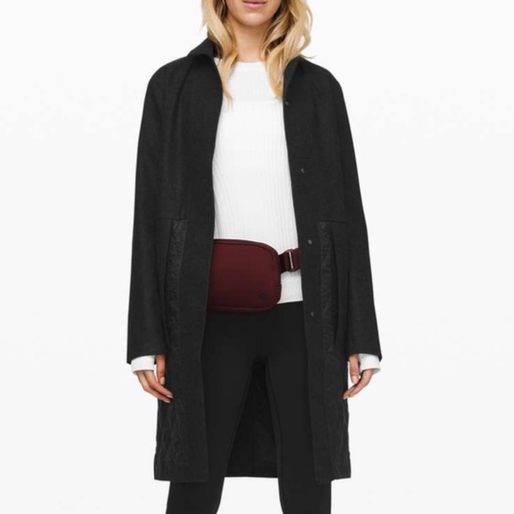 Lululemon Roam Far Wool Coat Heathered Black / Black - Size 8 - Picture 4 of 16